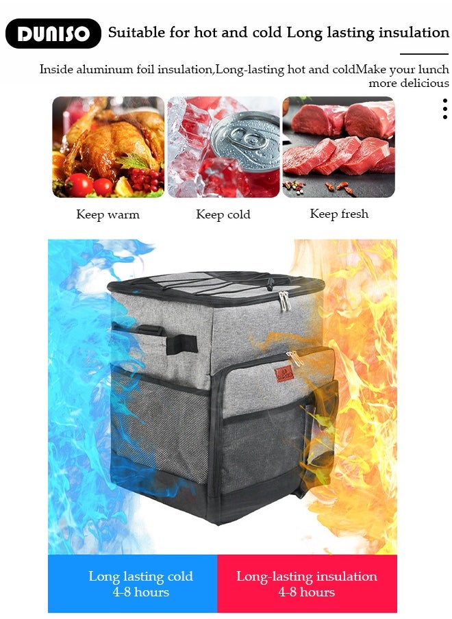 DUNISO Trolley Cooler Food Bag,Portable Cooler Bag Camping Thermal Insulation Storage Organizer Waterproof & Leakproof Keep Hot & Cold 35L Large Capacity with Pull Rod for Outdoor Travel Camping Picnic Hiking Fishing Beach  - Image 4