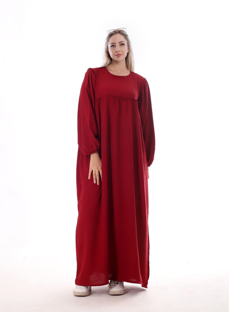 BEBO Women's long plain dress with long sleeves - Image 1