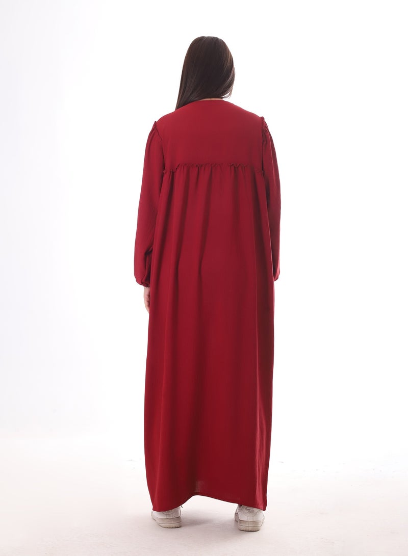BEBO Women's long plain dress with long sleeves - Image 2