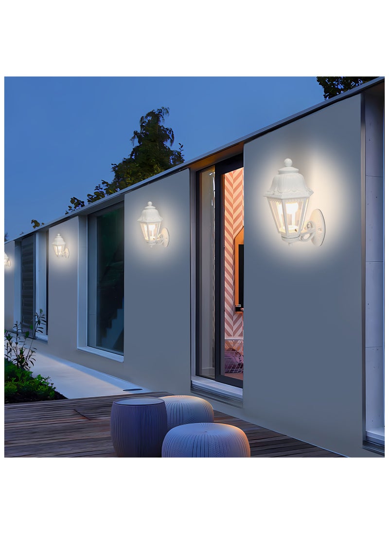 HUA QIANG WANG - Outdoor White Wall Lights, Plastic Outdoor Light Fixture with E27 Socket, Exterior Waterproof Wall Lamp with Clear Lampshade, Outside Porch Lights for Garden, Patio, Pathway - Image 1