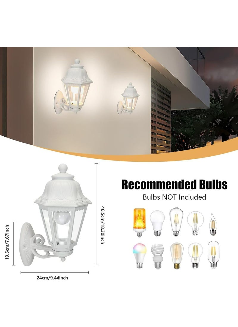 HUA QIANG WANG - Outdoor White Wall Lights, Plastic Outdoor Light Fixture with E27 Socket, Exterior Waterproof Wall Lamp with Clear Lampshade, Outside Porch Lights for Garden, Patio, Pathway - Image 1