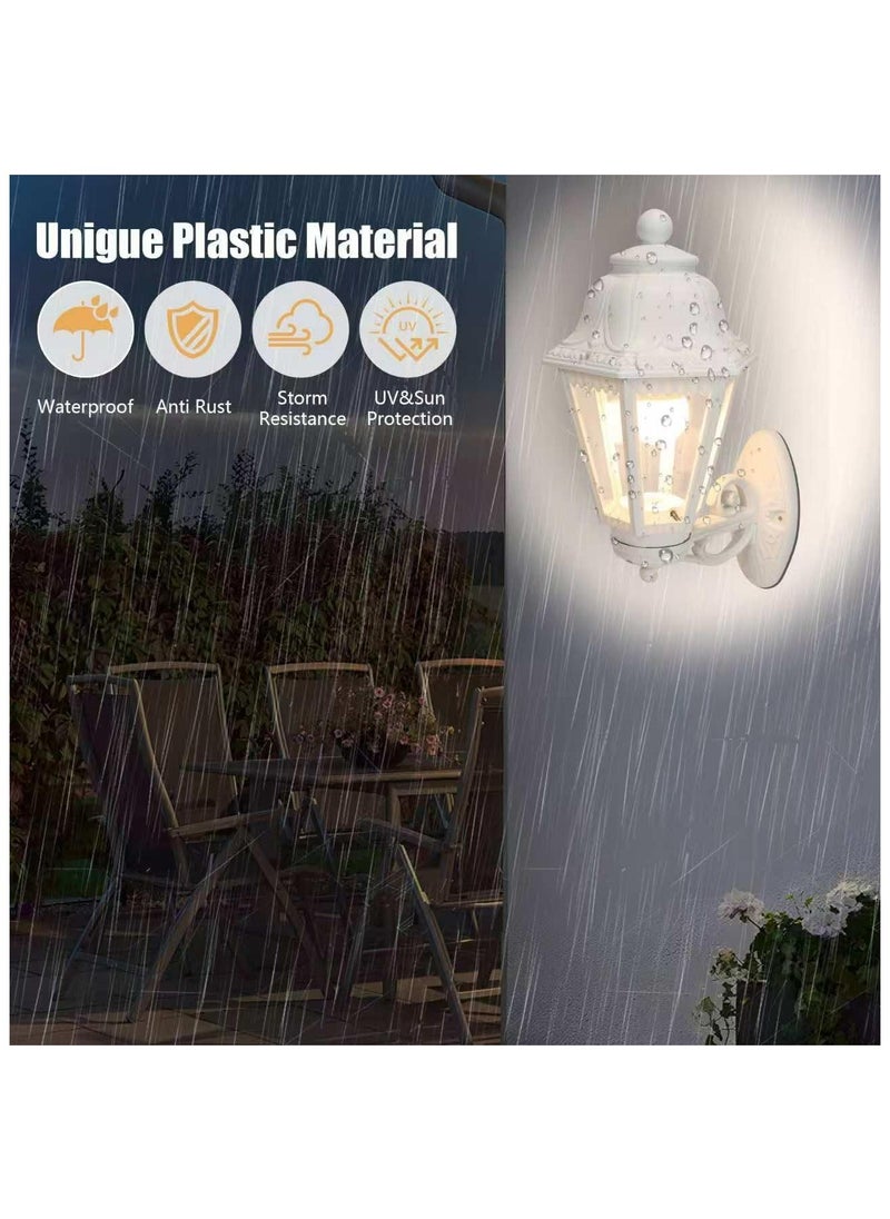 HUA QIANG WANG - Outdoor White Wall Lights, Plastic Outdoor Light Fixture with E27 Socket, Exterior Waterproof Wall Lamp with Clear Lampshade, Outside Porch Lights for Garden, Patio, Pathway - Image 1