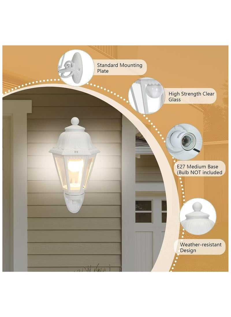 HUA QIANG WANG - Outdoor White Wall Lights, Plastic Outdoor Light Fixture with E27 Socket, Exterior Waterproof Wall Lamp with Clear Lampshade, Outside Porch Lights for Garden, Patio, Pathway - Image 1