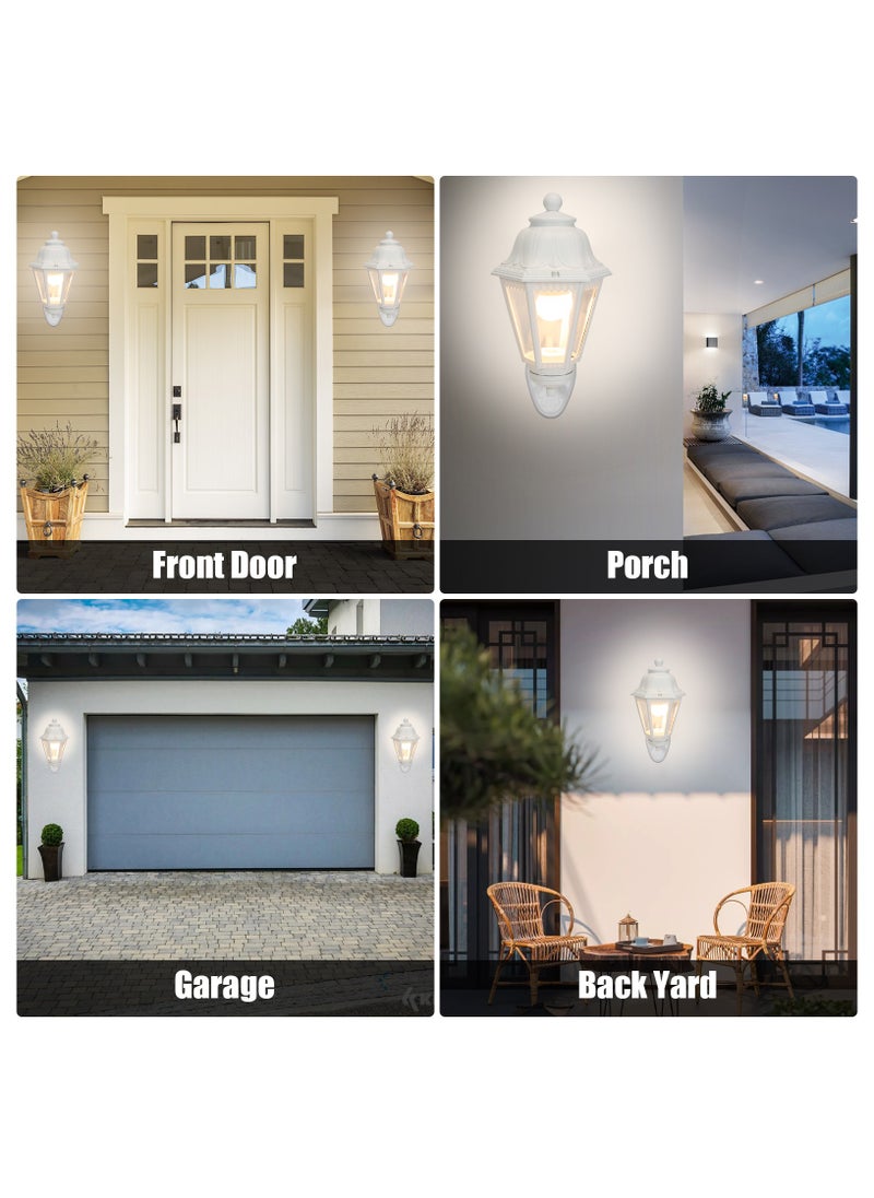 HUA QIANG WANG - Outdoor White Wall Lights, Plastic Outdoor Light Fixture with E27 Socket, Exterior Waterproof Wall Lamp with Clear Lampshade, Outside Porch Lights for Garden, Patio, Pathway - Image 1