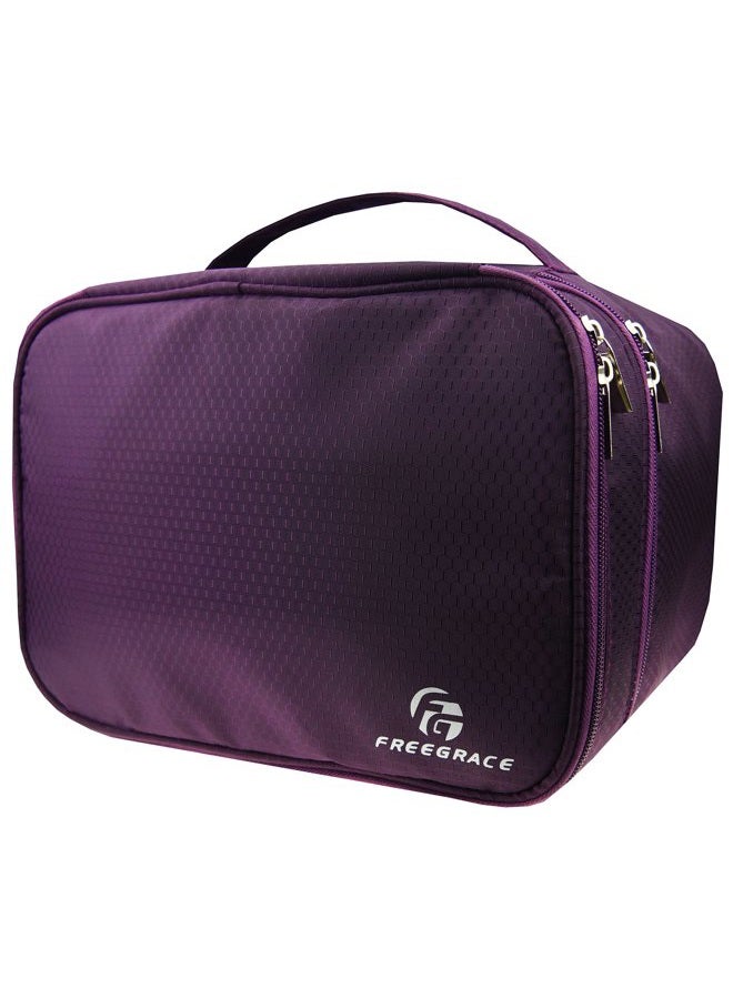 Freegrace Travel Organizer Underwear Bag - Large Double Layer Packing Storage Bag - Fits Large Bra, Socks, Underpants, Cosmetic, Toiletry Kit (Purple) - Image 4