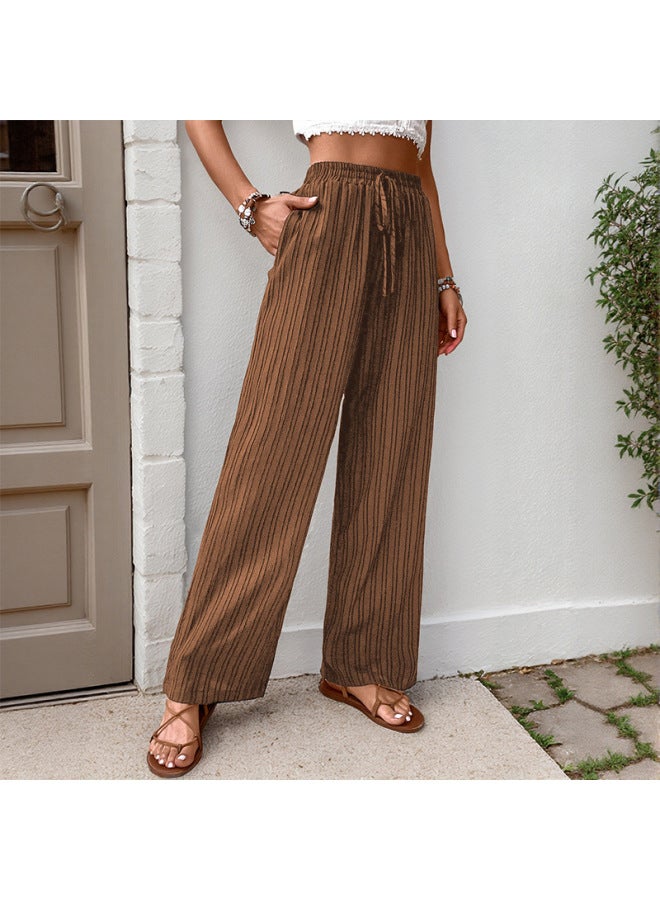 Song Feng Ya New European Casual Minimalist Versatile Solid Color High-waisted Loose Pleated Wide-leg Pants With Drape - Image 2