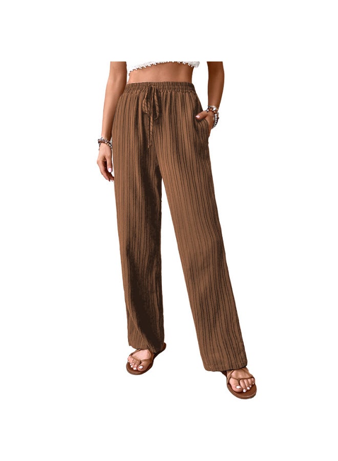 Song Feng Ya New European Casual Minimalist Versatile Solid Color High-waisted Loose Pleated Wide-leg Pants With Drape - Image 5