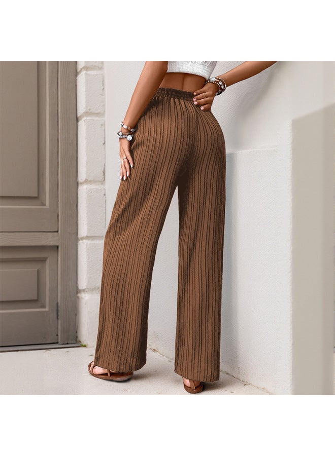 Song Feng Ya New European Casual Minimalist Versatile Solid Color High-waisted Loose Pleated Wide-leg Pants With Drape - Image 4