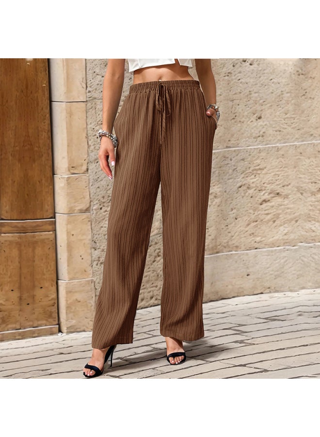 Song Feng Ya New European Casual Minimalist Versatile Solid Color High-waisted Loose Pleated Wide-leg Pants With Drape - Image 1