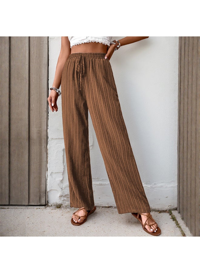 Song Feng Ya New European Casual Minimalist Versatile Solid Color High-waisted Loose Pleated Wide-leg Pants With Drape - Image 3