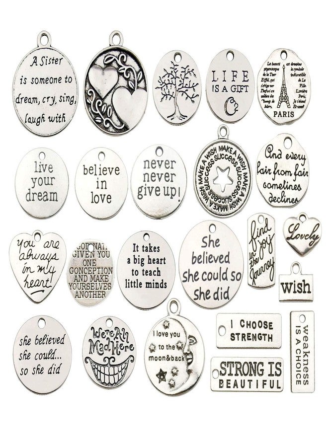 WOCRAFT 40pcs Inspiration Words Charms Craft Supplies Beads Charms Pendants for Jewelry Making Crafting Findings Accessory for DIY Necklace Bracelet (M331) - Image 1