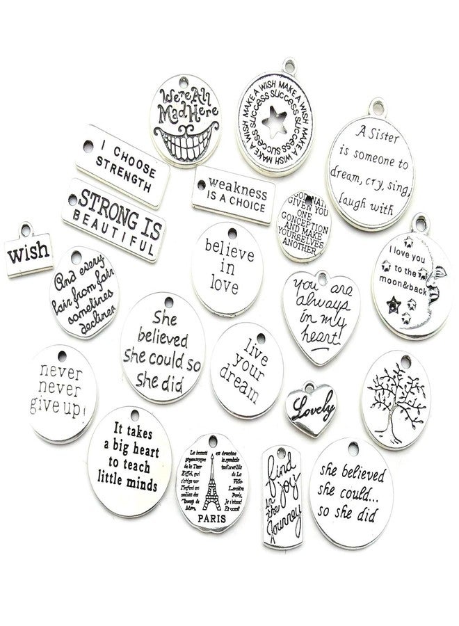 WOCRAFT 40pcs Inspiration Words Charms Craft Supplies Beads Charms Pendants for Jewelry Making Crafting Findings Accessory for DIY Necklace Bracelet (M331) - Image 4