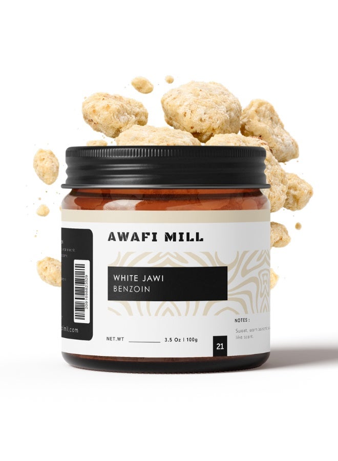 أباميك راتنج بخور الجاوي الأبيض (البنزوين) من مطحنة أوافي | "لوبان جاوي" 100 غرام (3.5 أونصة) | راتنج سائب - Image 1