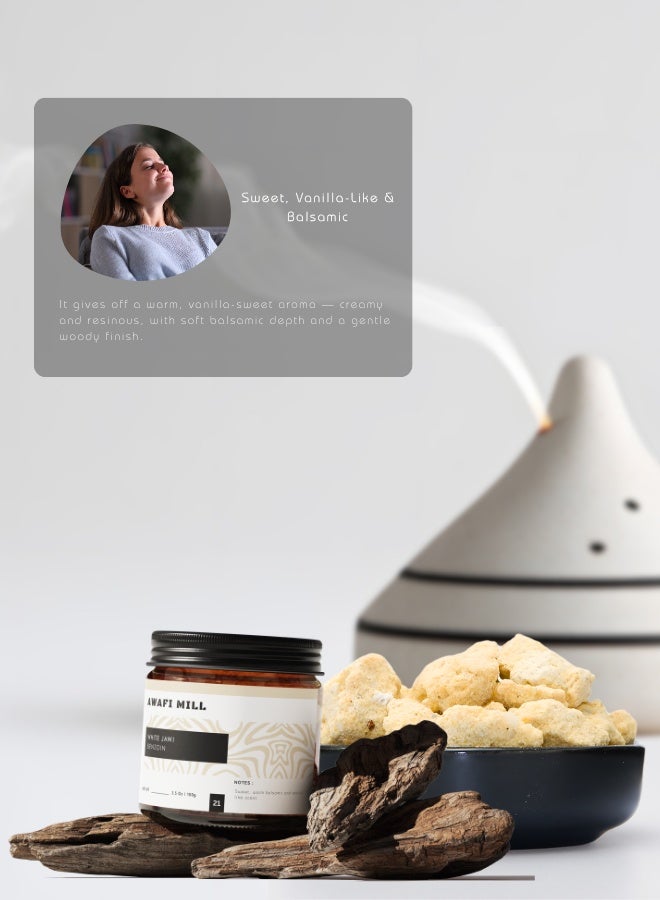 أباميك راتنج بخور الجاوي الأبيض (البنزوين) من مطحنة أوافي | "لوبان جاوي" 100 غرام (3.5 أونصة) | راتنج سائب - Image 5