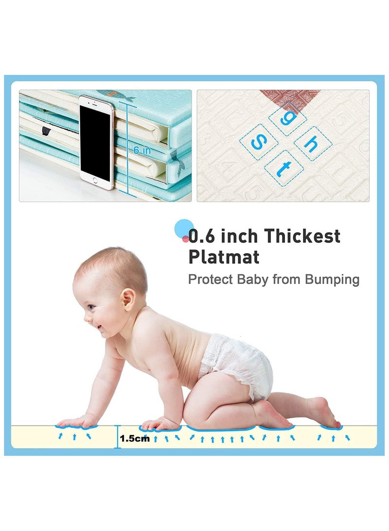 AUTOYSUR Baby Play Mat, 200 * 180 CM Foldable Baby Play Mat, Waterproof Foam Floor Baby Crawling Mat, Portable Baby Playmat for Infants, Toddler, Kids, Indoor Outdoor Use - Image 4