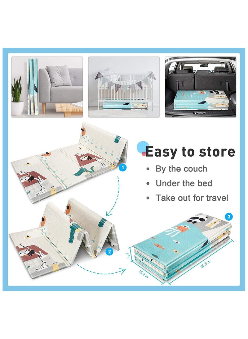 AUTOYSUR Baby Play Mat, 200 * 180 CM Foldable Baby Play Mat, Waterproof Foam Floor Baby Crawling Mat, Portable Baby Playmat for Infants, Toddler, Kids, Indoor Outdoor Use - Image 5