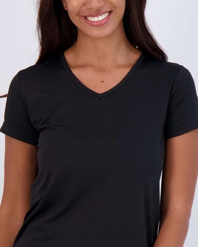 REALESSENTIALS Real Essentials 5 Pack: Women's Dry Fit Short Sleeve V Neck Workout Top - Fitness Pilates Gym Athletic Yoga T-Shirt (Plus Available), Set 9, L - Image 3