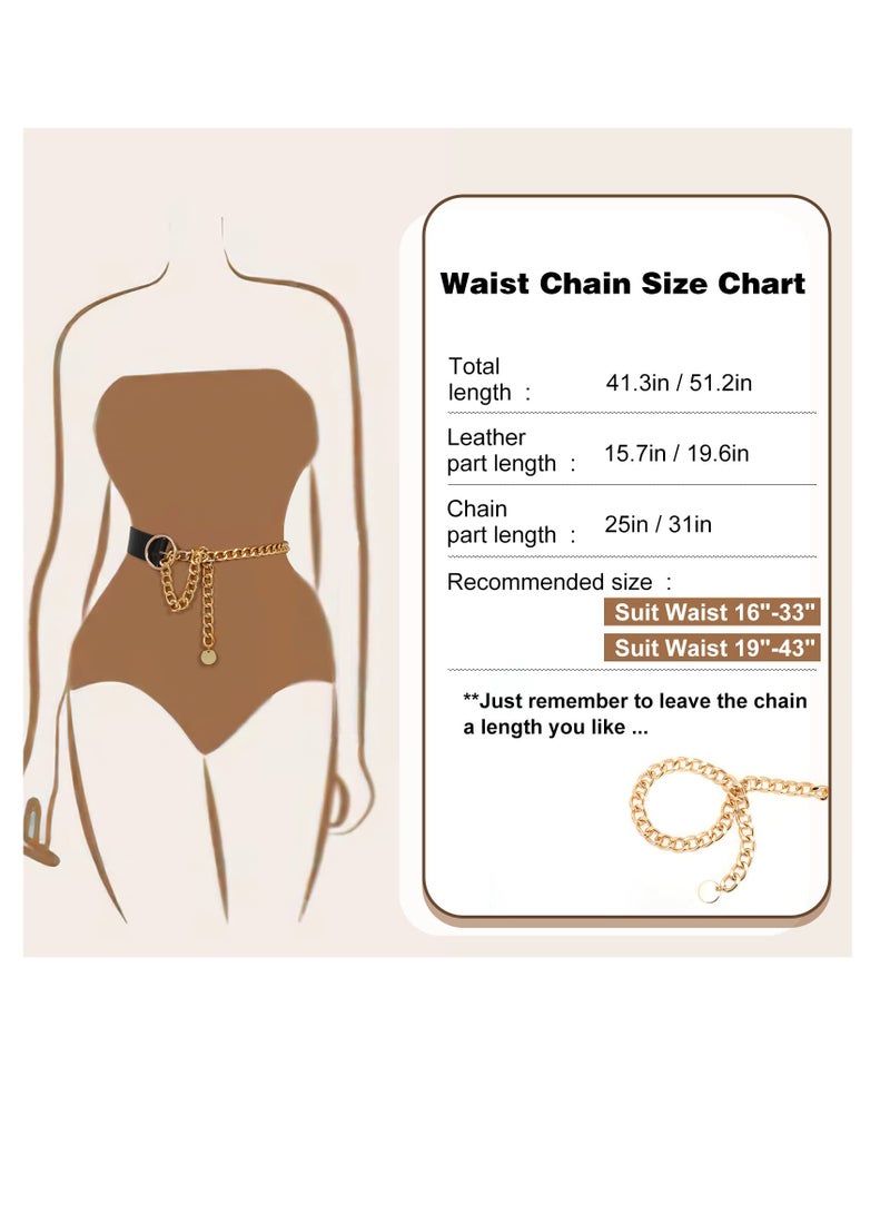 SOLARAE Women Chain Belt, Skinny Faux Leather Waist Belt, Detachable Chain Belt with Gold Alloy O -Ring Pin Buckle for Dress, Jeans, Summer - Image 5