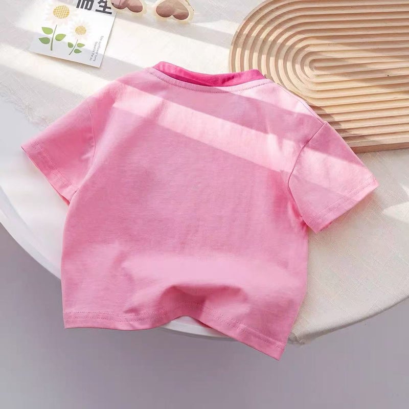 100 Cotton Girls Short-Sleeved T-Shirt Cartoon Printed Top Children'S Baby Children'S Wear Loose Casual Summer Wear - Image 5