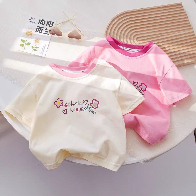 100 Cotton Girls Short-Sleeved T-Shirt Cartoon Printed Top Children'S Baby Children'S Wear Loose Casual Summer Wear - Image 2