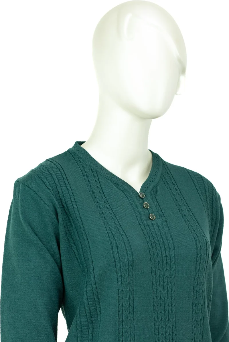 Oppland Women's Winter Pear Collar Three-Button Normal Cut Lycra Cotton Mother Sweater