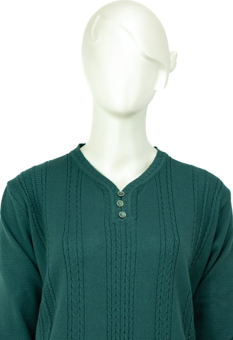 Oppland Women's Winter Pear Collar Three-Button Normal Cut Lycra Cotton Mother Sweater