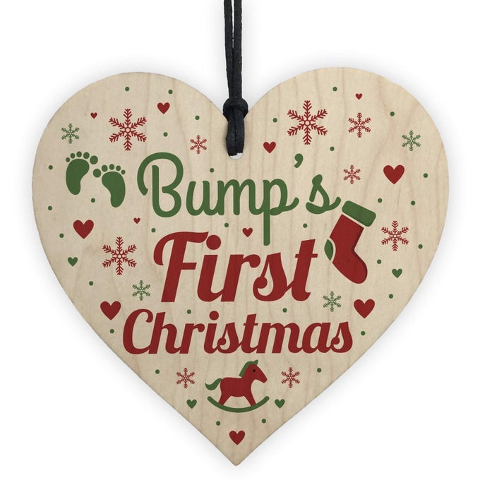 BUMPS FIRST CHRISTMAS HEART DECORATION WOODEN CHRISTMAS TREE BAUBLES MUM TO BE 1ST XMAS BUMP TREE DECORATION HANDMADE PLAQUE 2018 BAUBLE