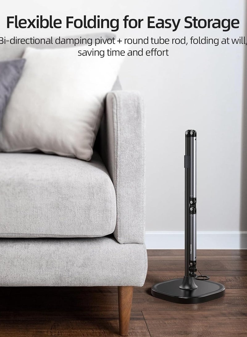 TELESIN° Magnetic Phone Tablet Floor Stand, Aluminum Alloy Phone Holder Stand for Video Recording, Overhead Bed/Sofa Phone Mount Height Adjustable Ultra Stable Base for Magsafe/iPhone/Android/iPad - Image 4