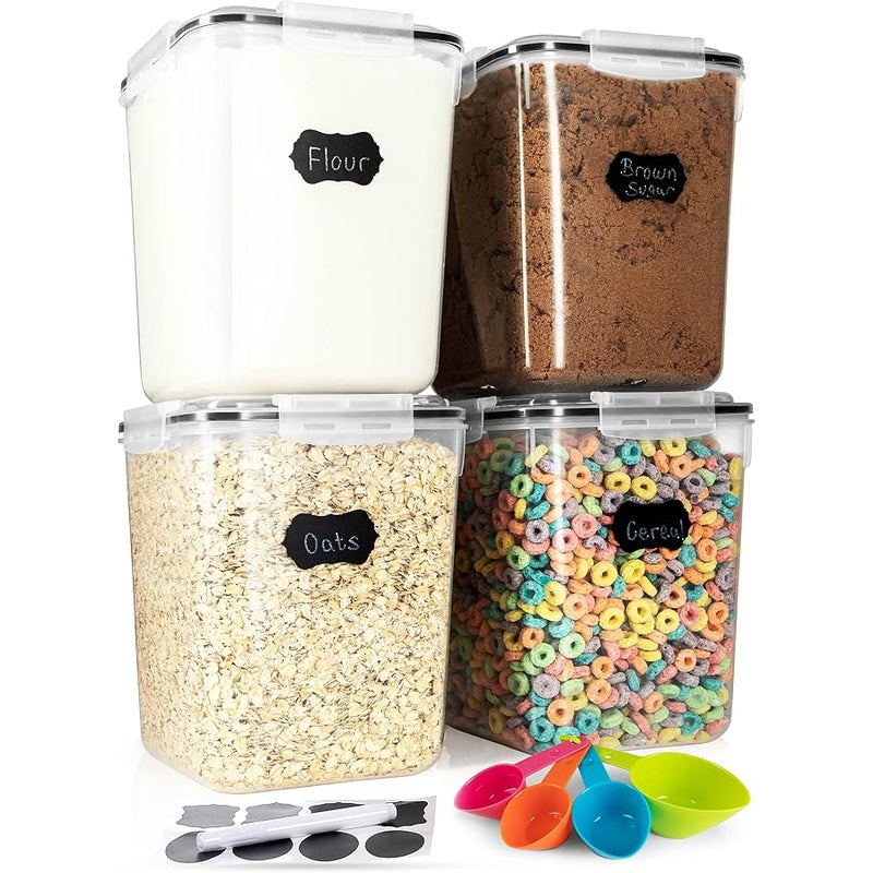 STOREGANIZE Flour And Sugar Containers Airtight (5.3L/4pk) Great Flour Sugar Canisters Sets For The Kitchen pantry, Large Food Storage Containers With Lids Airtight, BPA Free Sugar Flour Container Set - Image 1