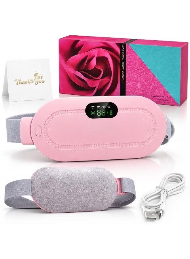 Cordless Rechargeable Menstrual Heating Pad for Period Pain Relief, Waist Belt with 3 Heat Levels & 4 Massage Modes, LED Display - Image 1