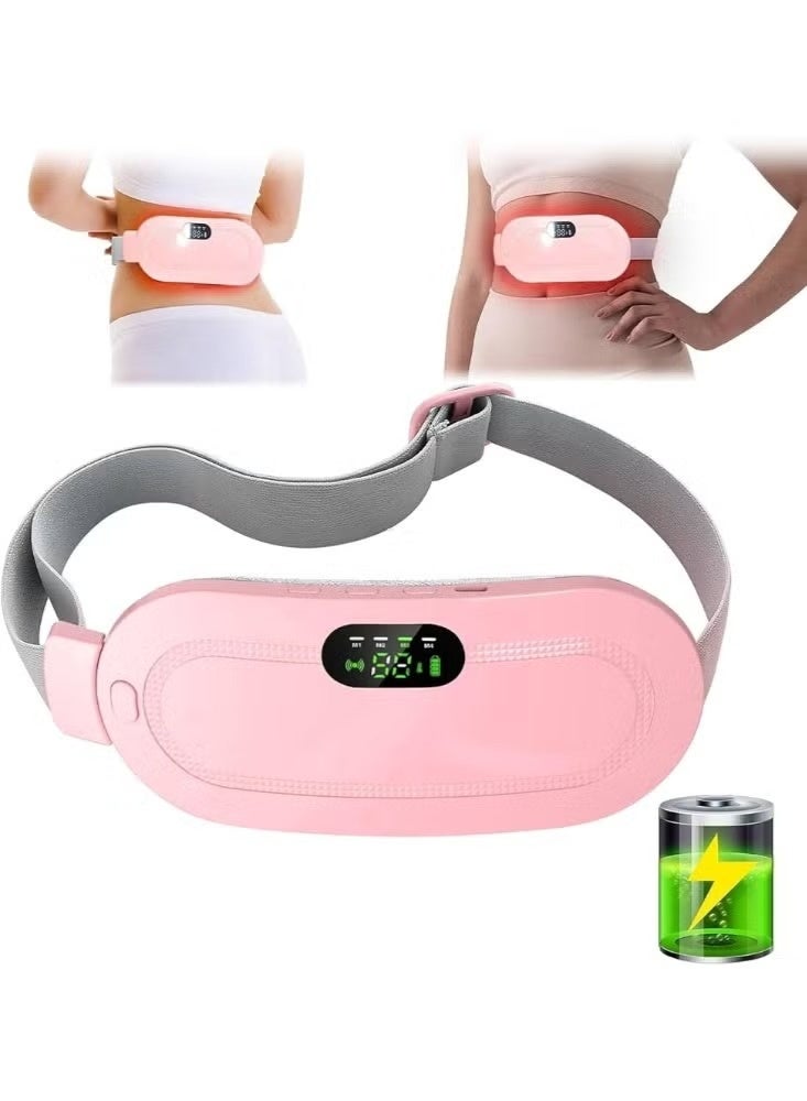 Cordless Rechargeable Menstrual Heating Pad for Period Pain Relief, Waist Belt with 3 Heat Levels & 4 Massage Modes, LED Display - Image 2