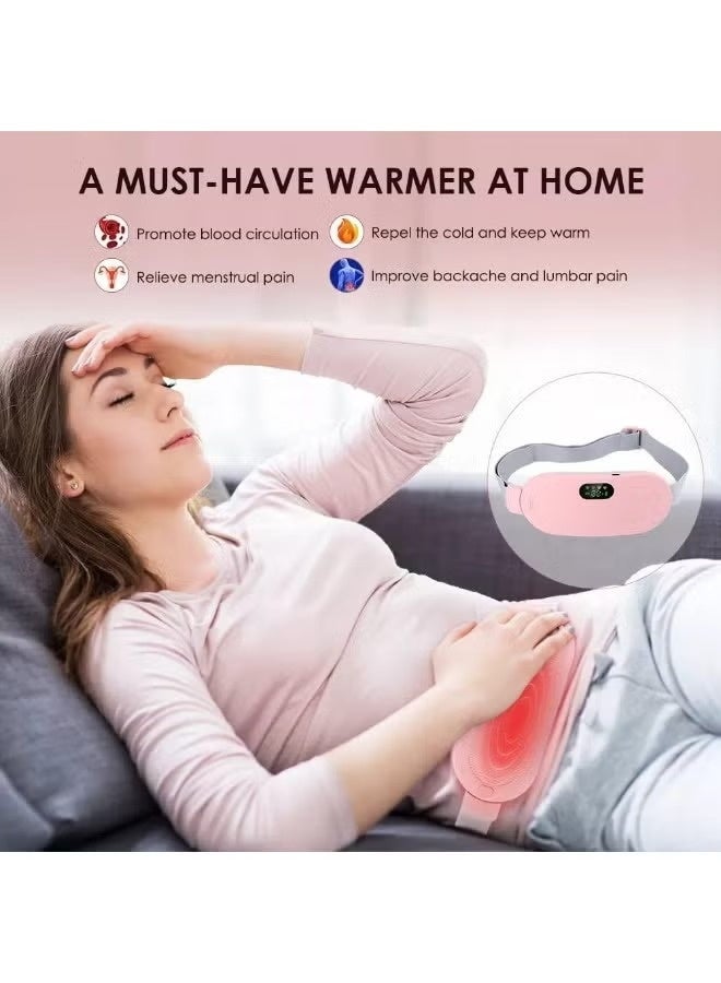 Cordless Rechargeable Menstrual Heating Pad for Period Pain Relief, Waist Belt with 3 Heat Levels & 4 Massage Modes, LED Display - Image 3