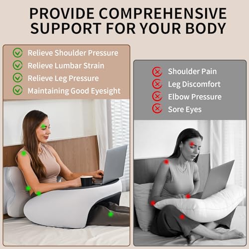 Olumoon Reading Pillow, Lap Desk Pillow for Adult, Memory Foam Gaming Pillow for Arm Support, Arm Rest for Working, Crocheting, Playing Game or Siting in Bed, Floor, Sofa (Grey) - Image 3