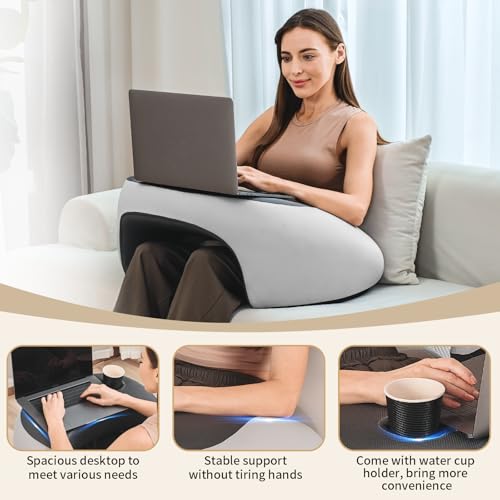 Olumoon Reading Pillow, Lap Desk Pillow for Adult, Memory Foam Gaming Pillow for Arm Support, Arm Rest for Working, Crocheting, Playing Game or Siting in Bed, Floor, Sofa (Grey) - Image 5