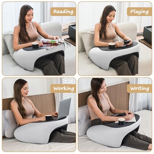Olumoon Reading Pillow, Lap Desk Pillow for Adult, Memory Foam Gaming Pillow for Arm Support, Arm Rest for Working, Crocheting, Playing Game or Siting in Bed, Floor, Sofa (Grey) - Image 4