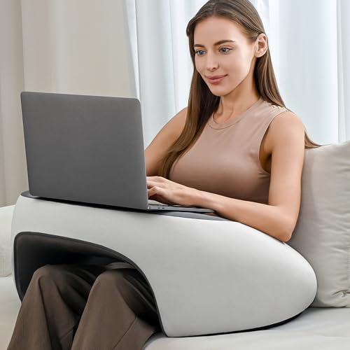 Olumoon Reading Pillow, Lap Desk Pillow for Adult, Memory Foam Gaming Pillow for Arm Support, Arm Rest for Working, Crocheting, Playing Game or Siting in Bed, Floor, Sofa (Grey) - Image 1