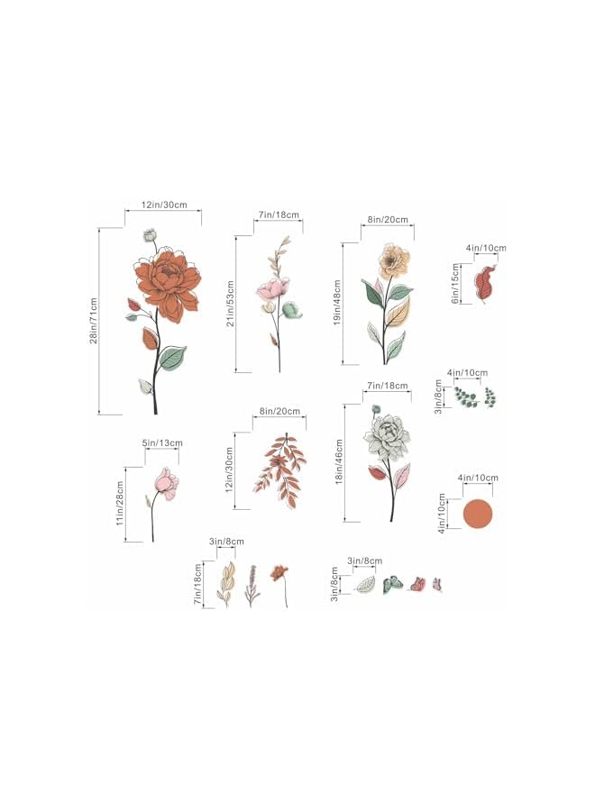 S-TOP Boho Flower Wall Stickers for Bedroom: Peel and Stick Wildflower Floral Butterflies Wall Decals - Sofa TV Background Home Art Wall Decor - Image 2