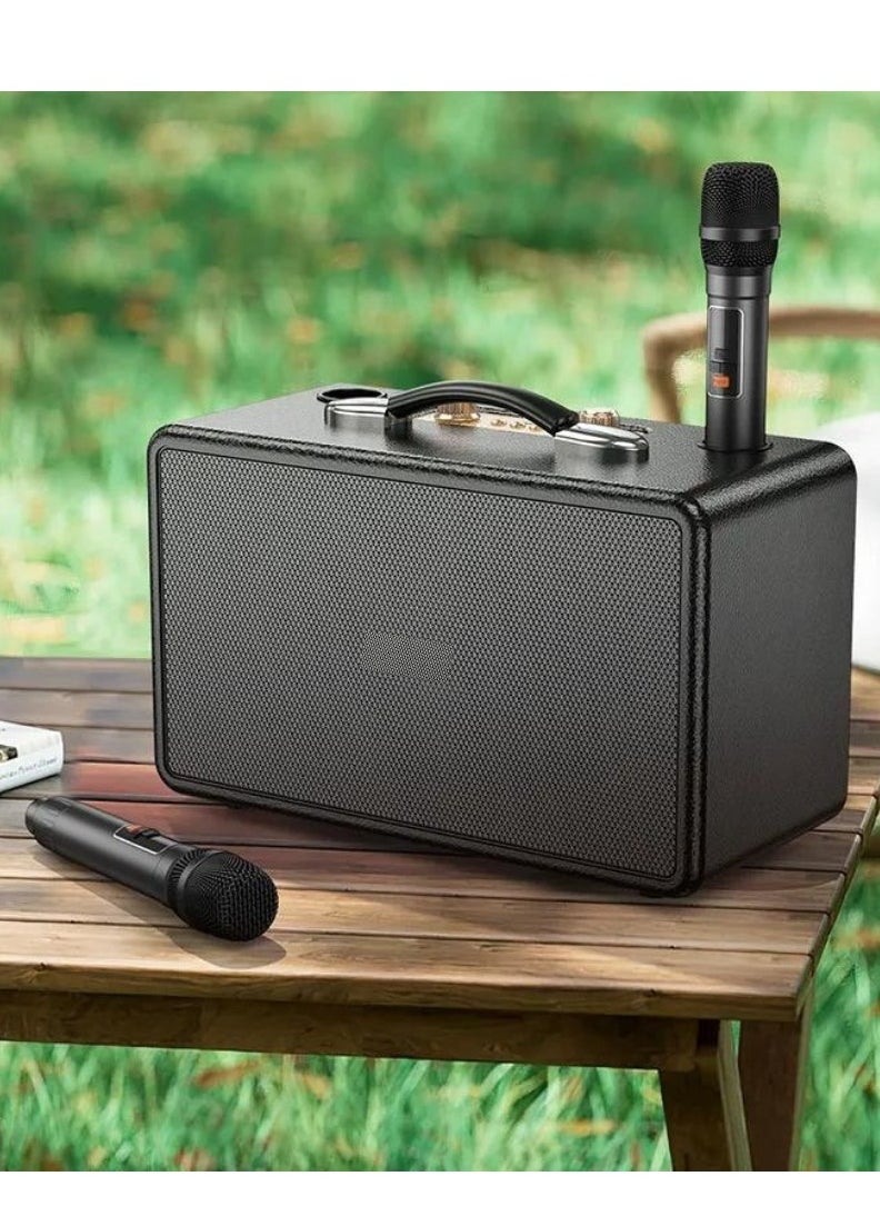 JAJEEK Portable Bluetooth Speaker with 60W Peak Output | Dual 15W Full-Range Drivers & 5W Tweeter | Dual Wireless Microphones | RGB Strobe Lights | 2×3000mAh Battery | USB-C Charging | 6H Music / 8H Mic Playtime | TF Card / USB / AUX Support | Echo & Reverb Control | Perfect for Parties, Karaoke & Outdoor Events  - Image 4