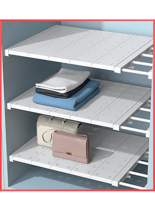 wolpin 1 Pc Wardrobe Shelf Extendable Closet Organizer, Wardrobe Organizer Clothes Storage for Family Closet Bedroom, Cabinet Partition, White (Plastic) - Image 1