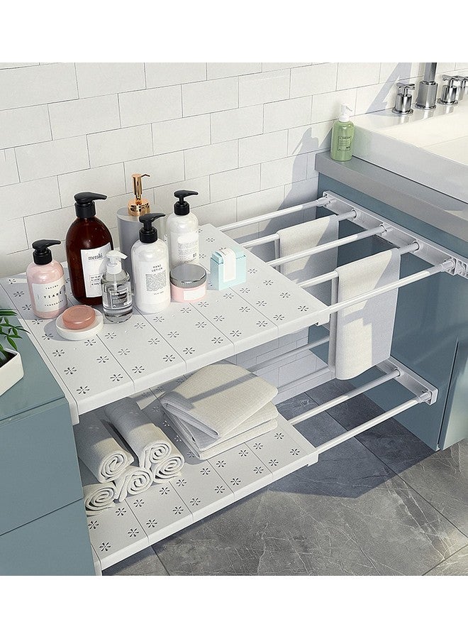 wolpin 1 Pc Wardrobe Shelf Extendable Closet Organizer, Wardrobe Organizer Clothes Storage for Family Closet Bedroom, Cabinet Partition, White (Plastic) - Image 2