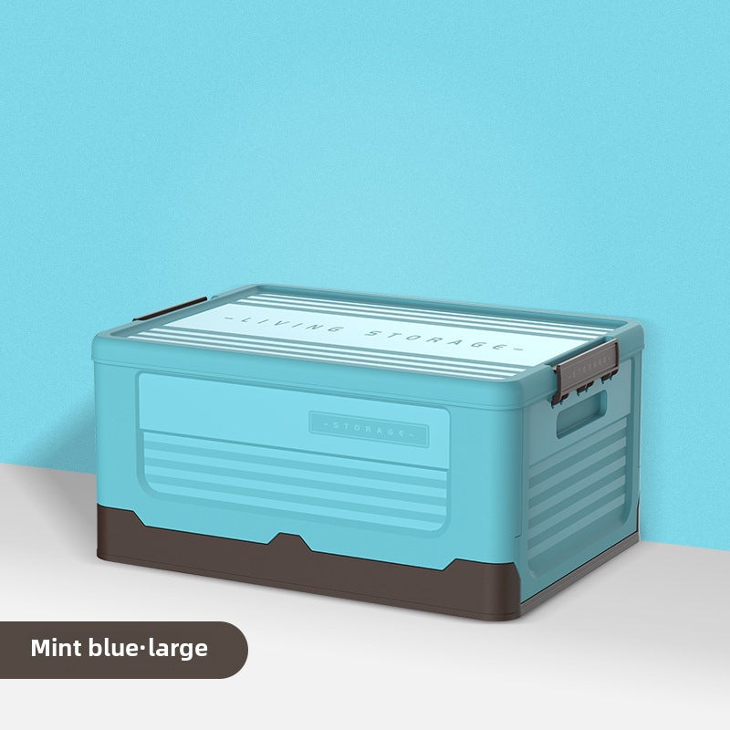 Foldable Book Storage Box Household Plastic Clothes Toys Student Books Classroom Dormitory Storage Box(Large Mint Blue) - Image 1