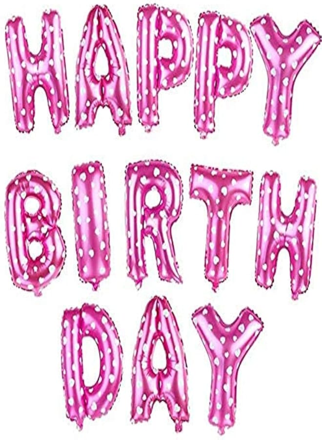 Sshakuntlay Happy Birthday Letter Foil Balloons / Birthday Party Supplies / Happy Birthday Balloons for Party Decoration Combo of 13 PCS Pink with 30 PCS Mettallic Pink & White