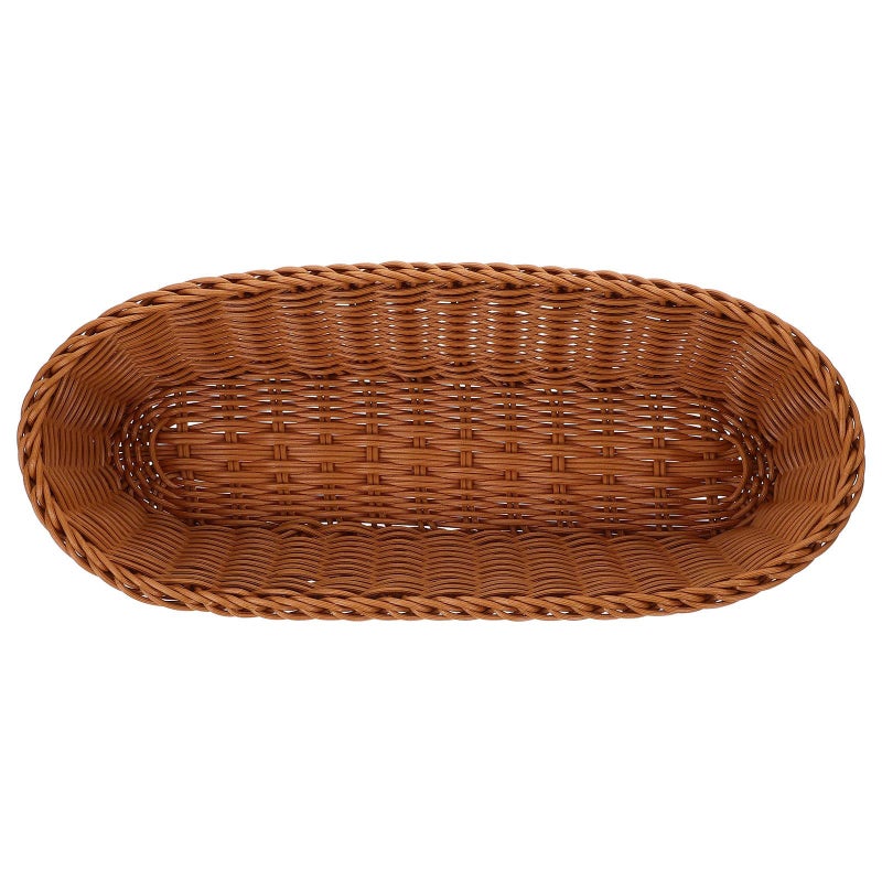 Brown Woven Desktop Fruit Bread Basket 36X14 5X7 5Cm Rattan Kitchen Storage Organizer - Image 2