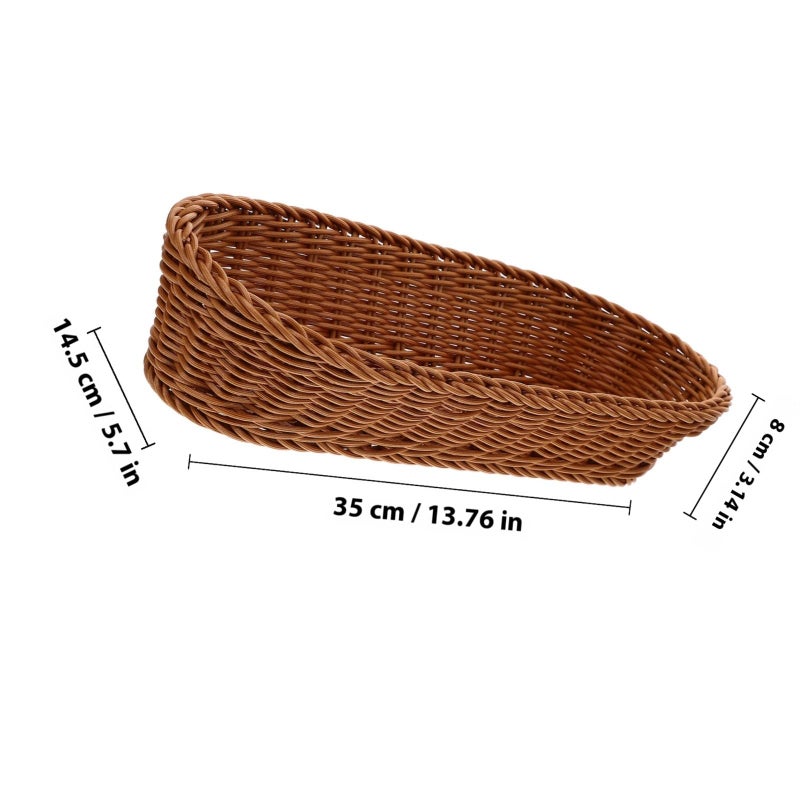 Brown Woven Desktop Fruit Bread Basket 36X14 5X7 5Cm Rattan Kitchen Storage Organizer - Image 3