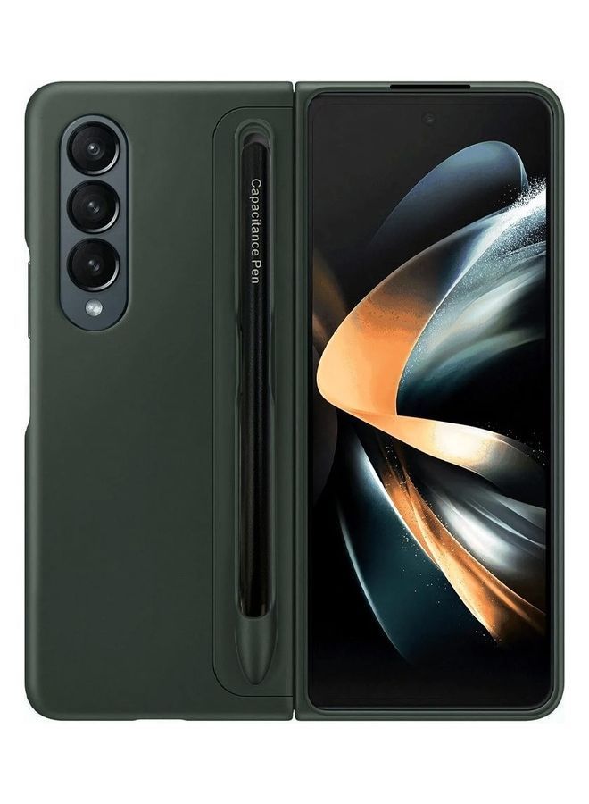 NIBEMINENT Samsung Galaxy Z Fold 3 5G Case with Pen Hard PC Shockproof Cover Built-in Holder Slot Green - Image 1