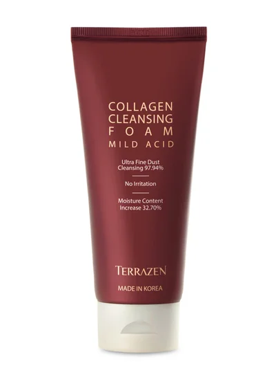 Terrazen Korean Face Wash Foam Cleanser with Collagen - Foaming Facial Deep Cleansing for Dry & Sensitive Skin