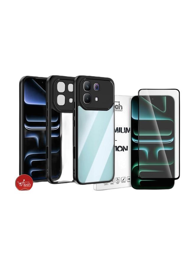 Wtech Infinix Note 60 5G 2026 Hybrid TPU Silicone with Raised Camera Slim Armour Case Cover (MCAPSA) - Clear/Black & Infinix Note 60 / Infinix Note 60 Pro 5G 2026 Premium E2E Series Full Glue Full Cover Tempered Glass Screen Protector (MSGECN) - Clear/Black Bundle - Image 1