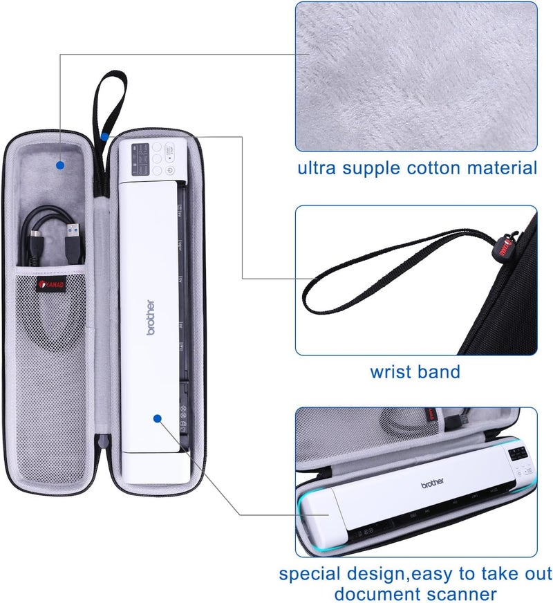 Hard Case for Brother DS-640 / DS-940DW/DS-740D / DS-720D/Doxie Go SE Duplex Compact Mobile Document Scanner(Light Gray) - Image 2