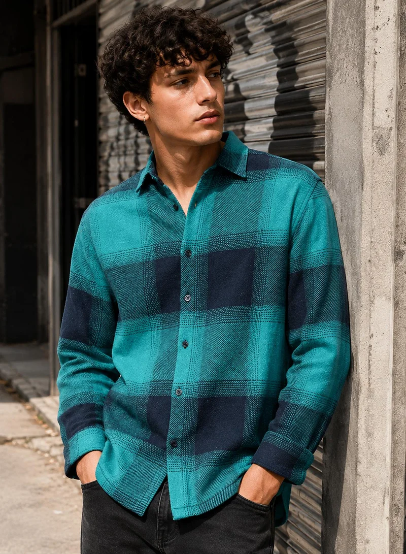 CAHOOT Men's Multi Checkered Regular Shirt For Casual Wear | Collared Neck | Long Sleeve | Button Closure | Cotton Blend Shirt Crafted With Comfort Fit For Everyday Wear (123209)