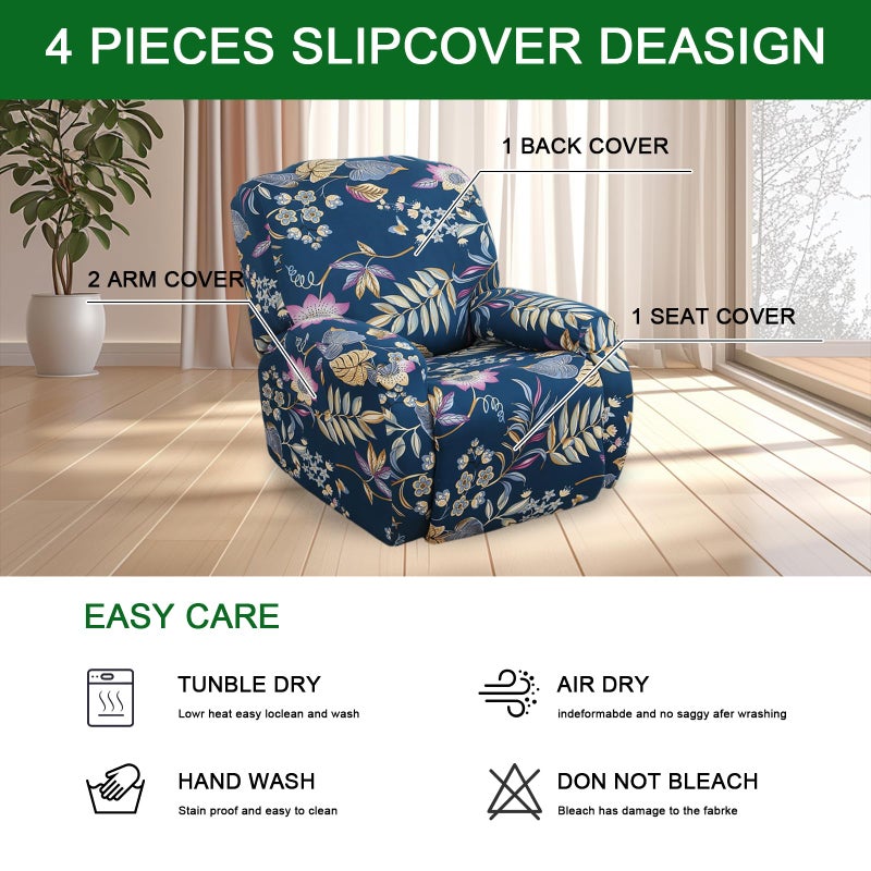 FUANGUI Recliner Chair Cover 4-Pieces Lazyboy Cover for Recliner Chair with Storage Pockets Furniture Protector for Living Room, Jacquard Sofa Slipcover for Kids, Pets, Dog and Cat, 12 - Image 5